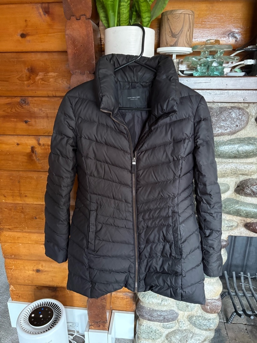 Marc New York by Andrew Marc Black Fitted Puffer Coat Jacket